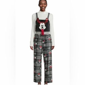 Disney Women's Plaid Jumpsuit - Black and Red Christmas sz s mickey velour nwt